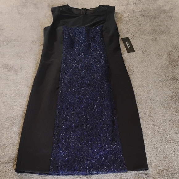 Rickie Freeman For Teri Jon NWT Mesh Boucle Metallic Panel Dress - Picture 1 of 13